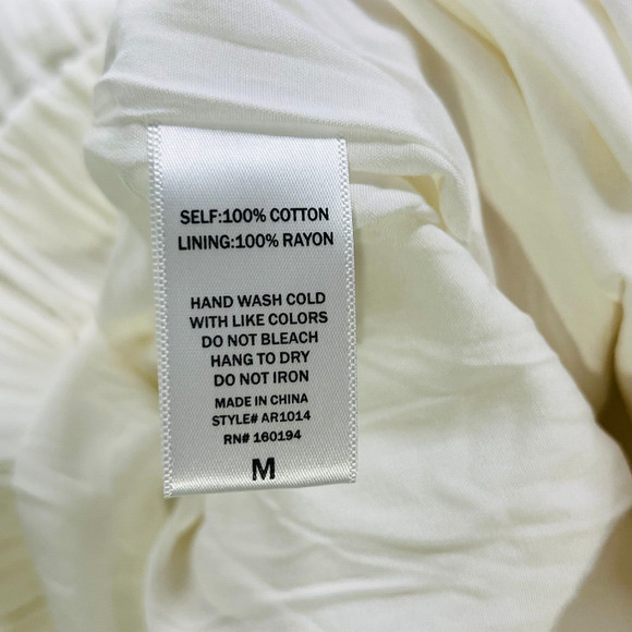 A.Ren Novah White‎ Woven Linen Pants Size Medium Lined Elastic Tie Waist - Picture 6 of 11